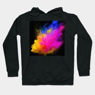 Bright coloured powder explosion on a black background illustration Hoodie